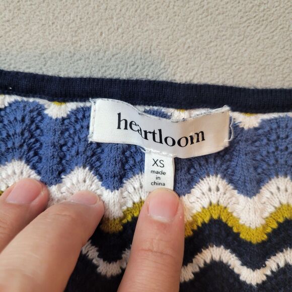 Heartloom Bennet Maxi Dress Navy Wave Chevron Pattern Ruffle Straps XSmall - Picture 5 of 9